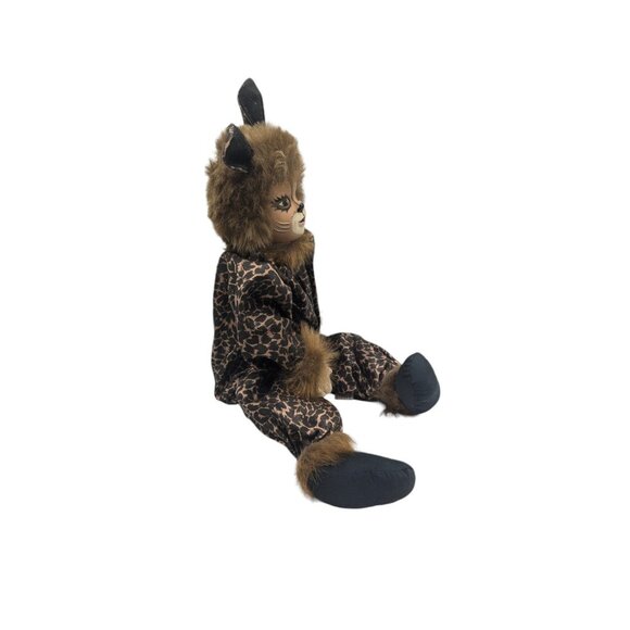 Handcrafted Spring GF Porcelain Doll In Leopard Costume With Fur Accents 27" Hal - Picture 8 of 10